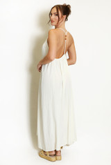 Crinkle Beaded Halter Maxi Dress