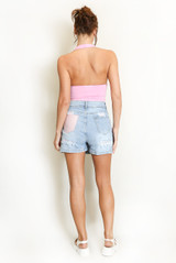 Patched Pocket Denim Skort