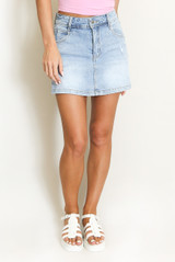 Patched Pocket Denim Skort