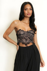 Lace Corset Top With Nude Lining
