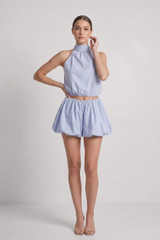 Balloon Hem Blouse and Shorts