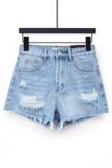Washed Ripped Detail Denim Shorts