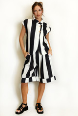 Striped Asymmetric Waistcoat and Shorts Set