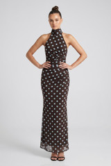 Polka Dots Halter Neck Maxi Dress