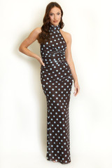 Polka Dots Halter Neck Maxi Dress