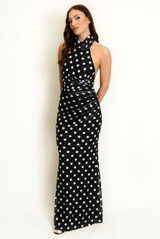 Polka Dots Halter Neck Maxi Dress