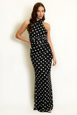 Polka Dots Halter Neck Maxi Dress