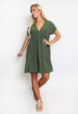 Basic V Neck Smock Dress