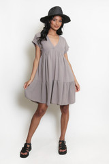 Basic V Neck Smock Dress