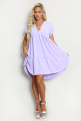 Basic V Neck Smock Dress