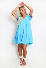 Basic V Neck Smock Dress