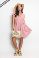 Basic V Neck Smock Dress