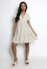 Basic V Neck Smock Dress
