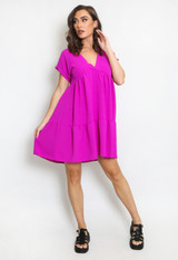 Basic V Neck Smock Dress