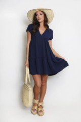 Basic V Neck Smock Dress