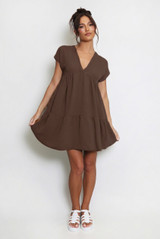 Basic V Neck Smock Dress