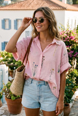 Oversized Embroidered Cheese Cloth Blouse