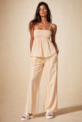 Stripes Shirred Top and Trouser Set
