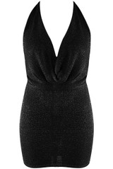 Lurex Cowl Neck Mini Dress