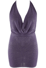 Lurex Cowl Neck Mini Dress