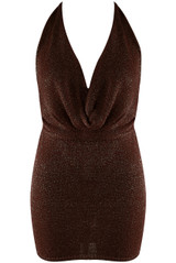 Lurex Cowl Neck Mini Dress