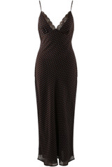 Polka Dots Lace Trim Maxi Dress