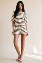 Striped Textured T-Shirt and Casual Shorts