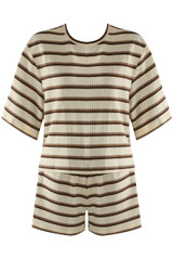 Striped Textured T-Shirt and Casual Shorts