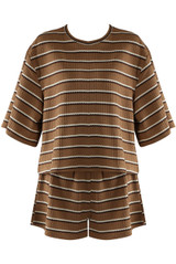 Striped Textured T-Shirt and Casual Shorts