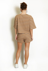 Striped Textured T-Shirt and Casual Shorts