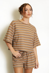 Striped Textured T-Shirt and Casual Shorts