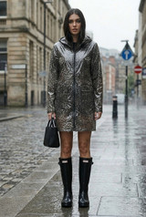 Sheer Printed Hooded Raincoat