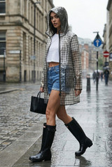 Sheer Printed Hooded Raincoat