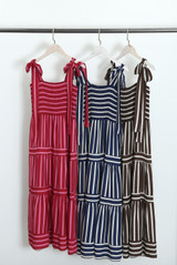 Striped Shirred Maxi Dress(PRE ORDER)