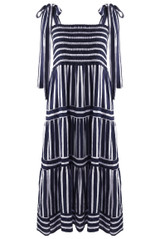 Striped Shirred Maxi Dress