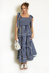 Striped Shirred Maxi Dress(PRE ORDER)