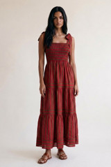 Striped Shirred Maxi Dress