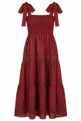 Striped Shirred Maxi Dress