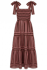 Striped Shirred Maxi Dress