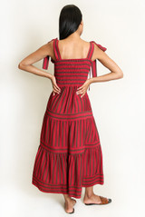 Striped Shirred Maxi Dress