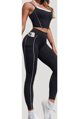 Gym Vest And Legging Set With Piping - New Ratio
