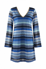 Wavy Embroidered Shift Dress