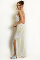 Striped Halter Top and Midi Skirt Set