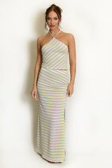 Striped Halter Top and Midi Skirt Set