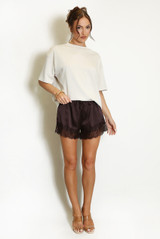Satin Lace Trim Shorts