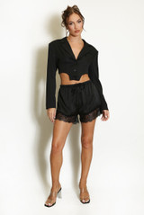 Satin Lace Trim Shorts