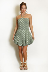 Shirred Halterneck Polka Dots Playsuit
