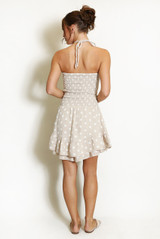 Shirred Halterneck Polka Dots Playsuit