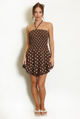 Shirred Halterneck Polka Dots Playsuit