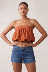 Bubble Hem Bandeau Crop Top